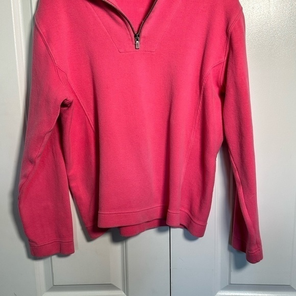 Tommy Bahama cotton fuchsia quarter zip sweater top, size medium - Picture 7 of 10